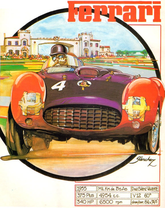 1000 Km de Buenos Aires 1955 -Saenz Valiente - Iba&ntilde;ez - Ferrari 375 Plus